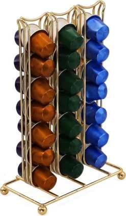 Nespresso Porte-capsule Pour 42 Tasses à Café à Café - Porte- Tasses à Café - Porte-capsule - Porte-gobelet - Or