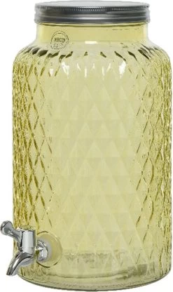 Decoris Distributeur De Boissons / Robinet De Limonade Avec Robinet - Verre - 5,5L - Jaune