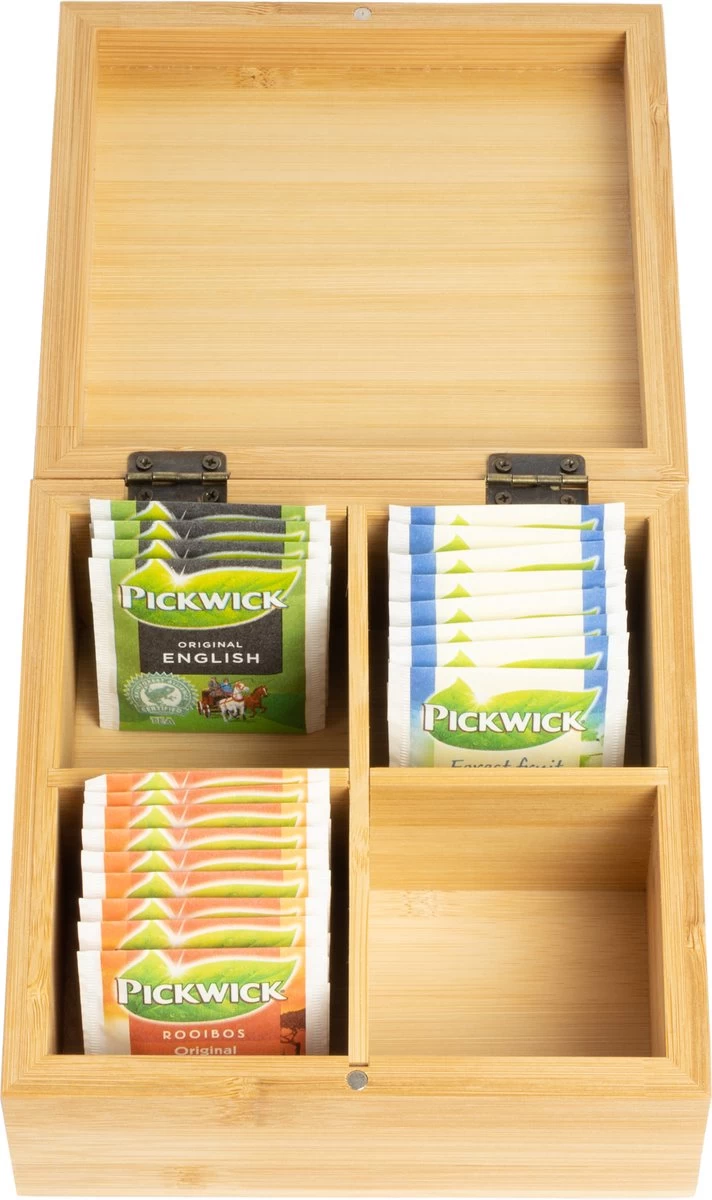 Boîte à Thé/boîte à Thé En Bois De Bamboe Marron 4 Compartiments 16 Cm - Boîtes/caisses à Sachets De Thé 5 Boîte à Thé/boîte à Thé En Bois De Bamboe Marron 4 Compartiments 16 Cm - Boîtes/caisses à Sachets De Thé – Image 3