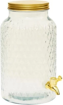 4goodz Carafe à Jus En Verres Avec Robinet Doré Et Couvercle 6 Litres