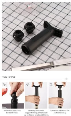 YUGN Pompe à Vide à Vin Bouchon à Vin - Bouchon à Vin Avec 4 Bouchons à Vin Sous Vide - Bouchon à Vin Avec Minuterie -Dégustation Délicate 732x1200