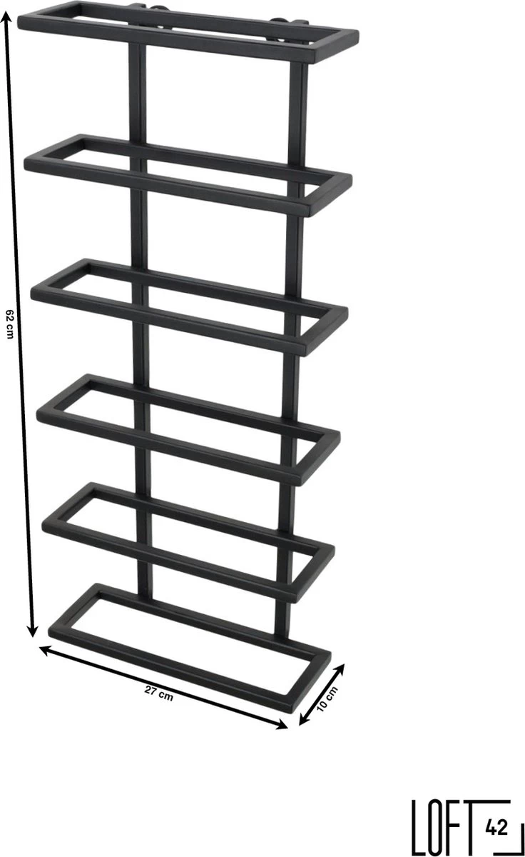 LOFT42 Pinot Casier à Vin Mural Pour 6 Bouteilles - Métal - Zwart - 62x27x10 Cm 7 LOFT42 Pinot Casier à Vin Mural Pour 6 Bouteilles - Métal - Zwart - 62x27x10 Cm – Image 5