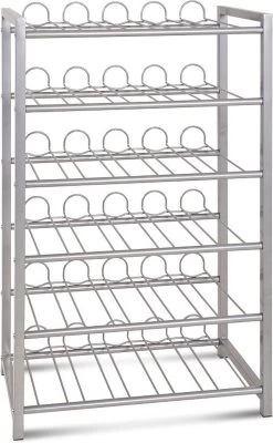 Casier à Vin - Porte-bouteilles De Vin Pour 54 Bouteilles - Casier à Bouteilles En Acier Grijs - Porte-bouteilles Pratique - 54 X 31 X 90 Cm