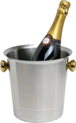Seau à Vin Mousseux Et Champagne, Acier Inoxydable 18/8, Mat Avec Poignées Dorées, 5,0 Litres