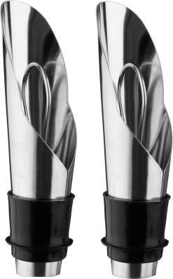 4x Morceaux De Bouchons à Vin Sous Vide Avec Capsules En Métal 2 X 2 X 8 Cm - Bouchon De Bouteille - VacuVin - Valve à Vin