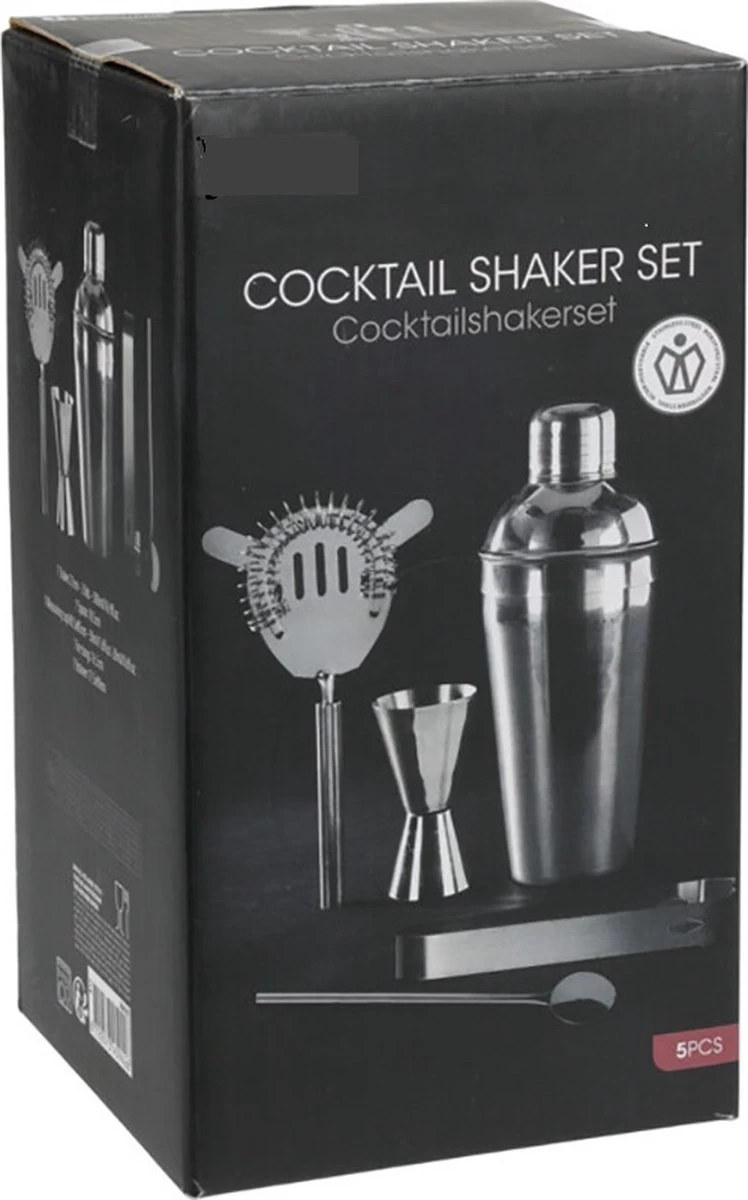 Service à Cocktail Inox - 5 Pièces - Shaker - Cuillère - Fouet - Verre Doseur - Pince à Glace 4 Service à Cocktail Inox - 5 Pièces - Shaker - Cuillère - Fouet - Verre Doseur - Pince à Glace – Image 2