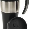 2x Tasses Thermos / Tasses Chauffantes Avec Poignée Argent / Noir 400 Ml - Tasses Isolantes Thermo Café / Thé à Double Paroi Avec Bouchon à Vis