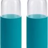 4x Bouteille D'eau / Gourde En Verre Avec Housse De Protection En Silicone Bleu Turquoise 600 Ml - Bouteille De Sport - Bouteille De Sport -Dégustation Délicate 761x1200 5