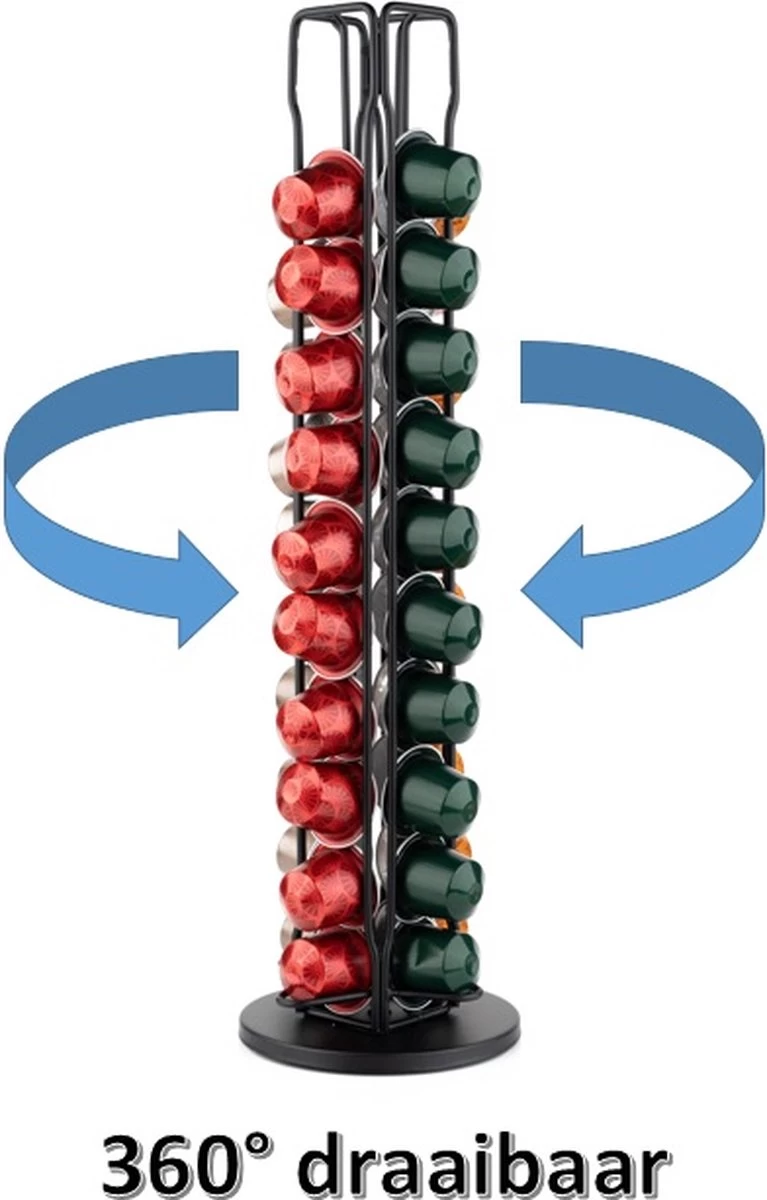 Daily Products Porte-capsule - Nespresso - Porte-gobelet - Pour 40 Tasses - Porte- Tasses à Café - Zwart - Rotatif à 360° 7 Daily Products Porte-capsule - Nespresso - Porte-gobelet - Pour 40 Tasses - Porte- Tasses à Café - Zwart - Rotatif à 360° – Image 5