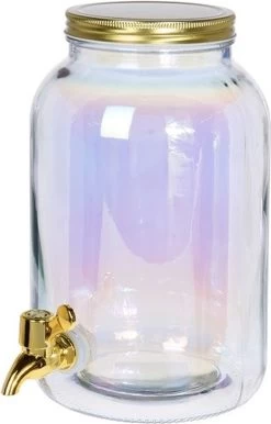 Distributeur De Boissons - Verre - 5,5 Litres - Robinet Doré