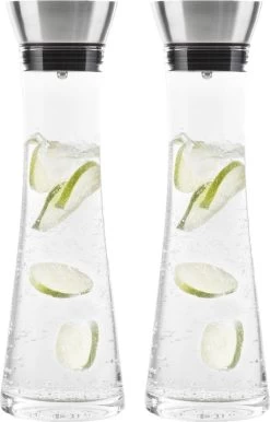 HI Set De 2x Carafes / Carafes En Verre Avec Filtre En Acier Inoxydable 1 Litre - Carafes à Jus / Carafes à Eau / Carafes - Carafe à Eau