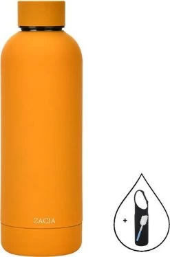 Gourde ZaCia Oranje Avec Couvercle Pour Gourde Et Éponge De Nettoyage - Gourde Thermos - Acier Inoxydable - 500ML