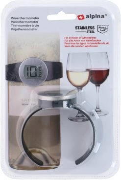 Thermomètre à Vin Alpina - Placement Autour De La Bouteille De Vin - Convient à Toutes Les Bouteilles De Vin - Acier Inoxydable - Zwart/ Argent -Dégustation Délicate 805x1200 2