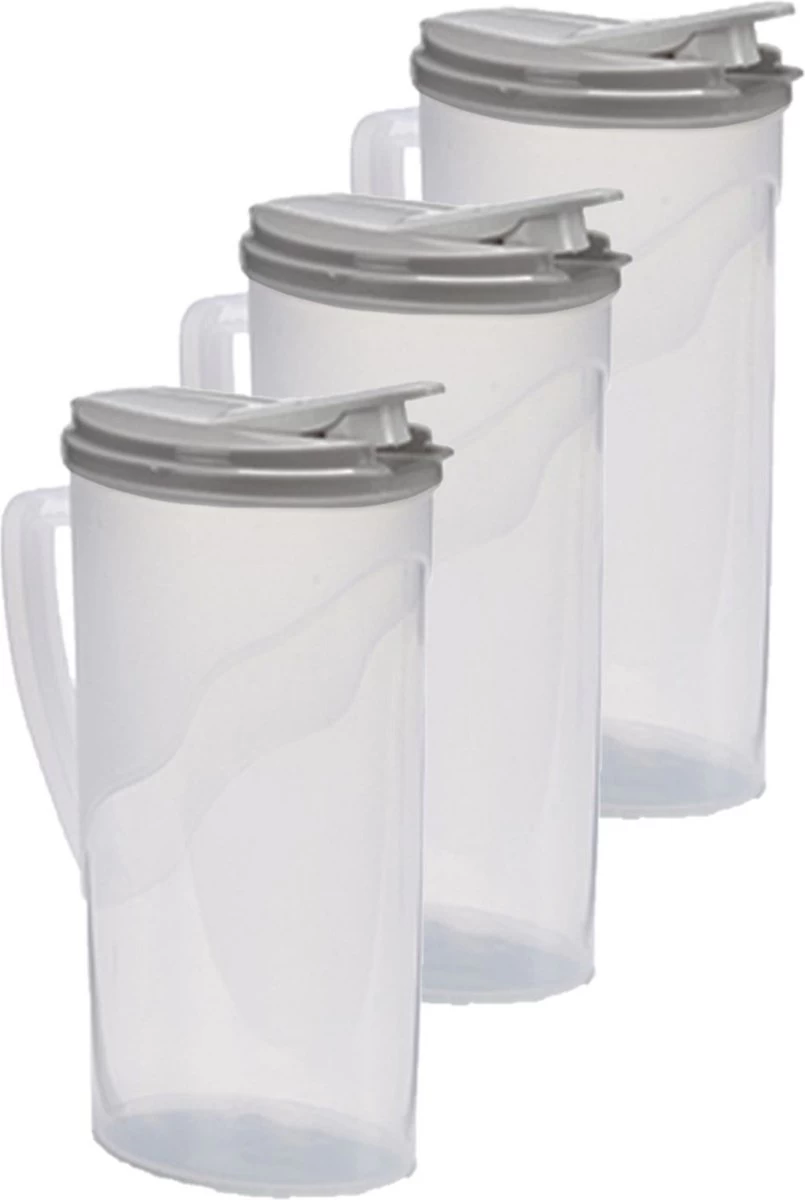 3x Pichet à Eau/pichet à Jus Transparent/gris Foncé Avec Couvercle 1,8 Litre En Plastique - Pichet étroit Qui Tient Dans La Porte Du Réfrigérateur 3 3x Pichet à Eau/pichet à Jus Transparent/gris Foncé Avec Couvercle 1,8 Litre En Plastique - Pichet étroit Qui Tient Dans La Porte Du Réfrigérateur