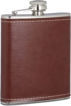 Relaxdays 10 X Flasque De Hanche 200 Ml - Acier Inoxydable Avec Simili Cuir - Pinson Plat Pour Les Déplacements -Dégustation Délicate 809x1200 1