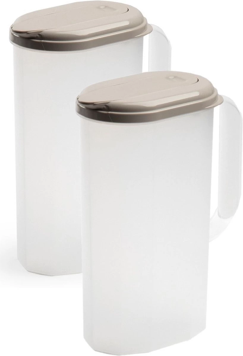 3x Pichet à Eau/pichet à Jus Transparent/taupe Avec Couvercle 2 Litres En Plastique - Pichet étroit Qui Tient Dans La Porte Du Réfrigérateur 3 3x Pichet à Eau/pichet à Jus Transparent/taupe Avec Couvercle 2 Litres En Plastique - Pichet étroit Qui Tient Dans La Porte Du Réfrigérateur