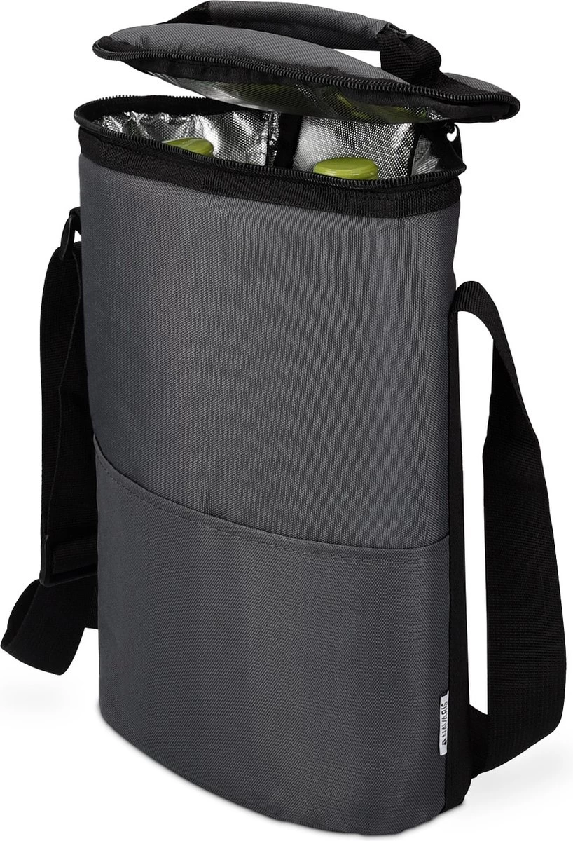 Sac Isotherme Portable Navaris Pour Le Vin - Glacière Avec Bandoulière Pour 2 Bouteilles Ou 4 Canettes - 32 X 22,5 X 12 Cm - Idéal Pour Le Voyage Ou Le Pique-nique 6 Sac Isotherme Portable Navaris Pour Le Vin - Glacière Avec Bandoulière Pour 2 Bouteilles Ou 4 Canettes - 32 X 22,5 X 12 Cm - Idéal Pour Le Voyage Ou Le Pique-nique – Image 4