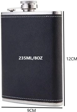 WvH Hip Flask Set - Avec Extra Hip Flask 175ML/6OZ- Entonnoir Et Deux Tasses - Hip Flask - 235 ML/8OZ - Acier Inoxydable Et Cuir - Coffret Cadeau -Dégustation Délicate 821x1200 5