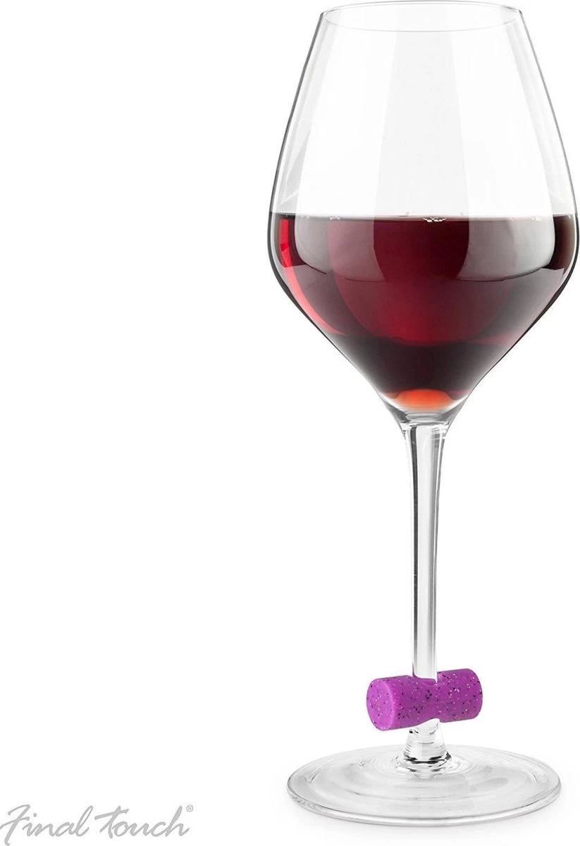 Marqueurs De Verre à Vin En Forme De Liège Final Touch Silicone 4 Marqueurs De Verre à Vin En Forme De Liège Final Touch Silicone – Image 2