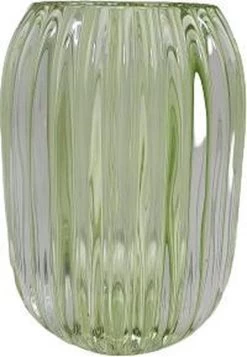 Photophore - Transparent / Vert - Glas - Ø13 X H7 Cm - Photophore - Photophore - Cosy - Ambiance - Noël - Vacances - Lumière - Hiver - Automne - Maison - Salon - Intérieur - Décoration - Cadeau