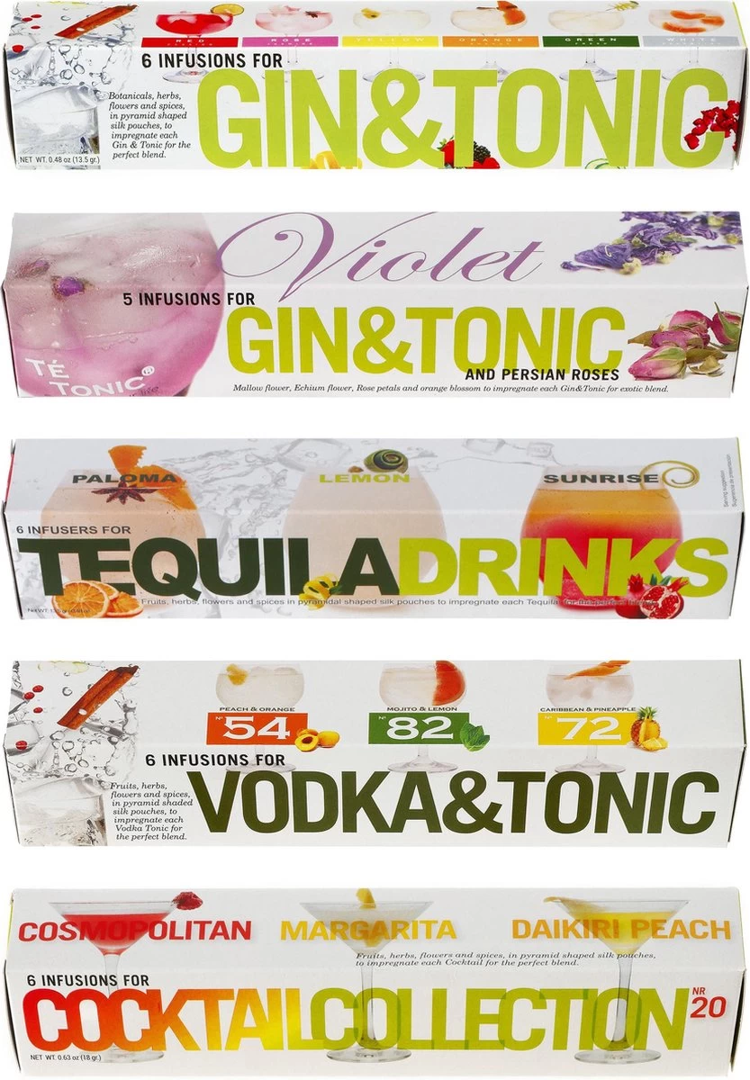Pack D'expérience Te Tonic De 5 Nanopacks Différents Pour Les Cocktails Tequila, Gin, Vodka 3 Pack D'expérience Te Tonic De 5 Nanopacks Différents Pour Les Cocktails Tequila, Gin, Vodka