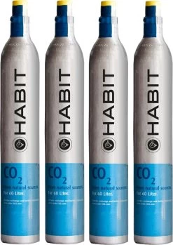 Habit - Bouteille De Dioxyde De Carbone - Lot De 4 X Habit Rechargeable Bouteille De CO2 / Bouteille De Dioxyde De Carbone, 4 X 60L