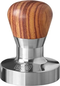 Expresso écarlate | Tamper "Passion" Pour Barista; Avec Poignée Ergonomique En PVC Ou En Bois Précieux De Votre Choix Et Base En Acier Inoxydable De Précision. Palissandre 58,5 Mm