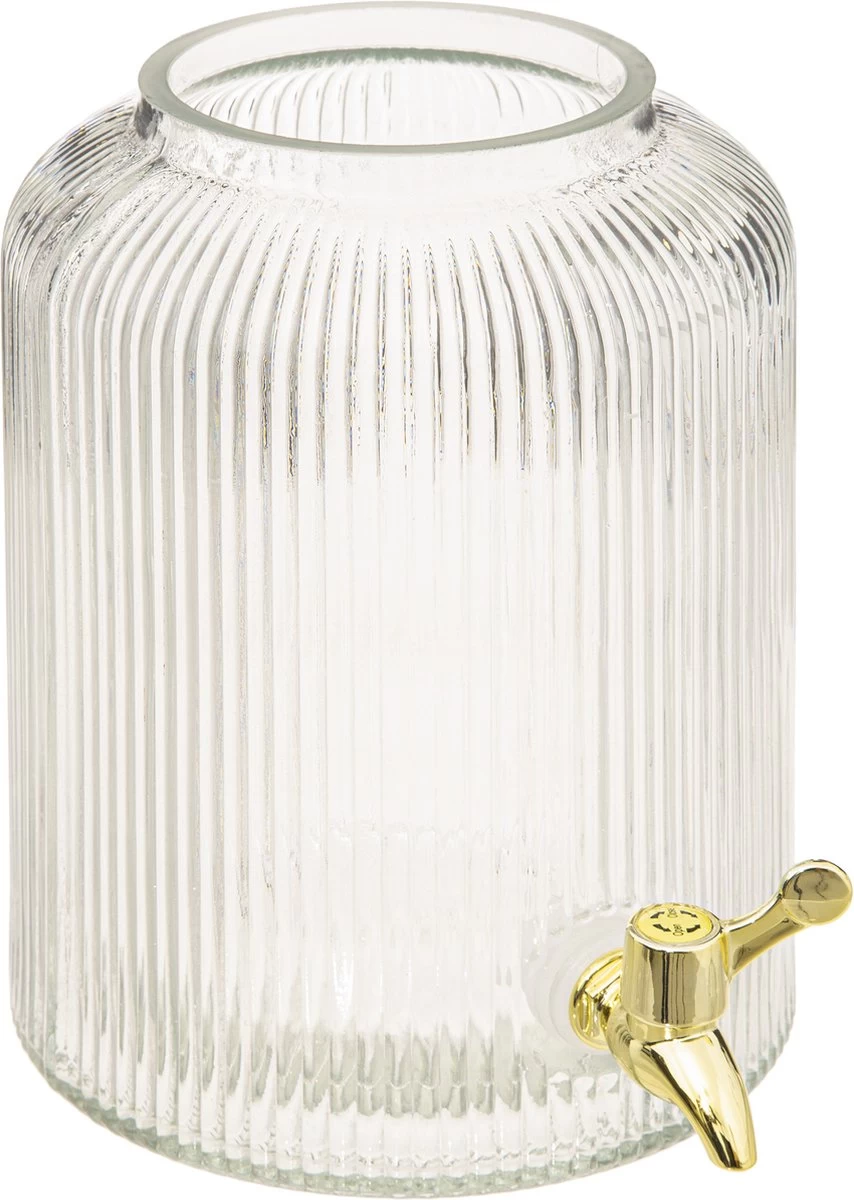 4goodz Carafe à Jus En Verres Avec Robinet Et Couvercle Dorés 5 Litres 6 4goodz Carafe à Jus En Verres Avec Robinet Et Couvercle Dorés 5 Litres – Image 4