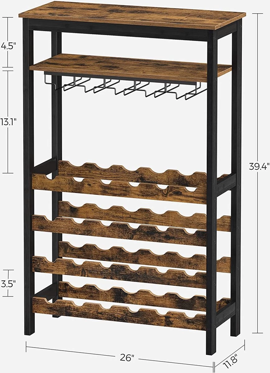 Nancy's Plaisance Casier à Vin Avec Porte-Verres - Porte-Vin - Porte-Bouteilles - Debout - Industriel - Marron Et Zwart - 66 X 30 X 100 Cm 9 Nancy's Plaisance Casier à Vin Avec Porte-Verres - Porte-Vin - Porte-Bouteilles - Debout - Industriel - Marron Et Zwart - 66 X 30 X 100 Cm – Image 7
