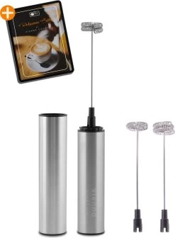 GrandLux électrique Rechargeable Via USB - Mousseur à Lait - 3 Vitesses - 2 Accessoires - Mousseur à Lait électrique - Zwart - Durable