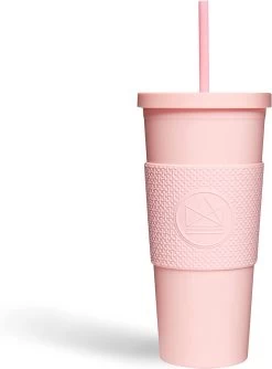 Tasse à Double Paroi De 22 Oz Avec Paille Et Couvercle, Tasse Avec Manchon En Silicone De Qualité Alimentaire, Acrylique Pastel Mat étanche, Tasse Réutilisable