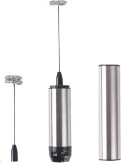 Mousseur à Lait V&P - Acier Inoxydable Noir - Avec Support - Mousseur à Lait 3 Pièces