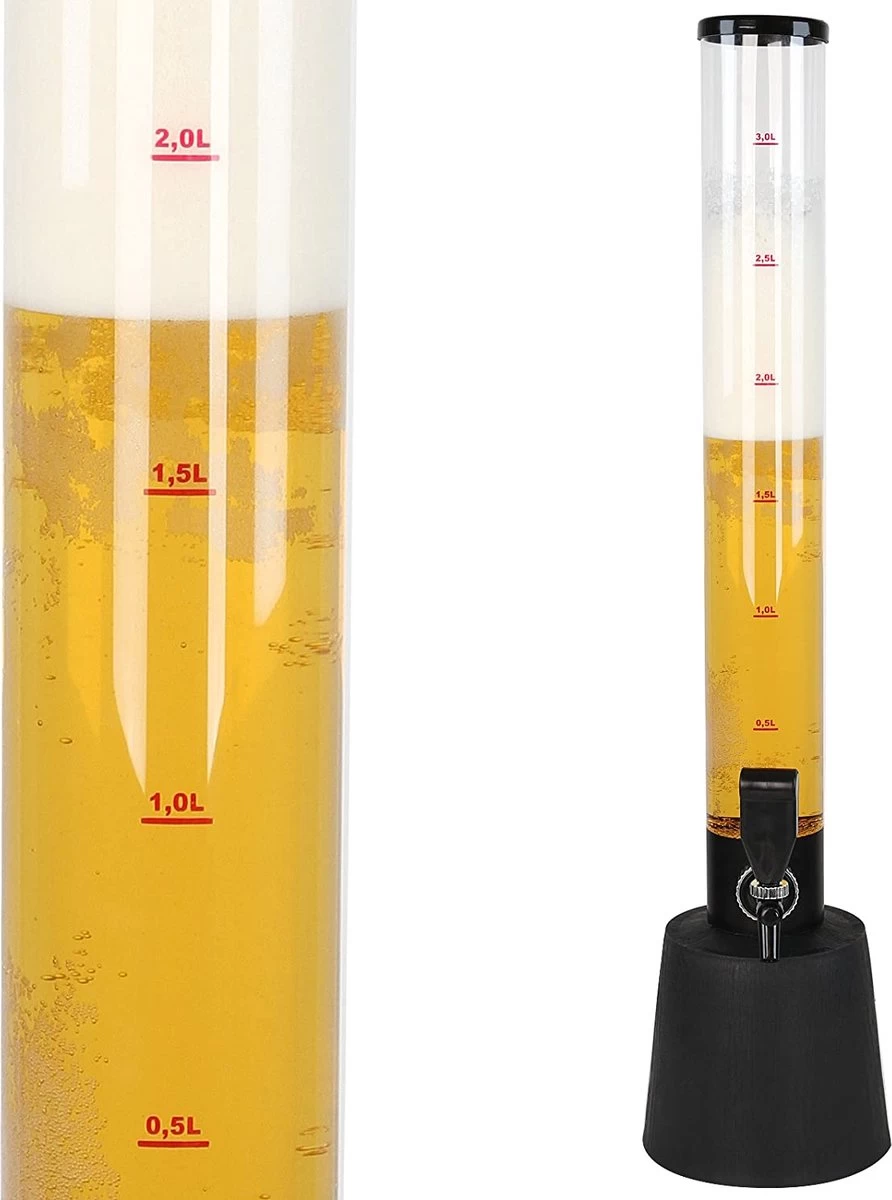 Jago® Beer Tower 3,5 Litres - Robinet à Bière - Distributeur De Boissons - Robinet Domestique - Avec Robinet - Hauteur 90 Cm 5 Jago® Beer Tower 3,5 Litres - Robinet à Bière - Distributeur De Boissons - Robinet Domestique - Avec Robinet - Hauteur 90 Cm – Image 3