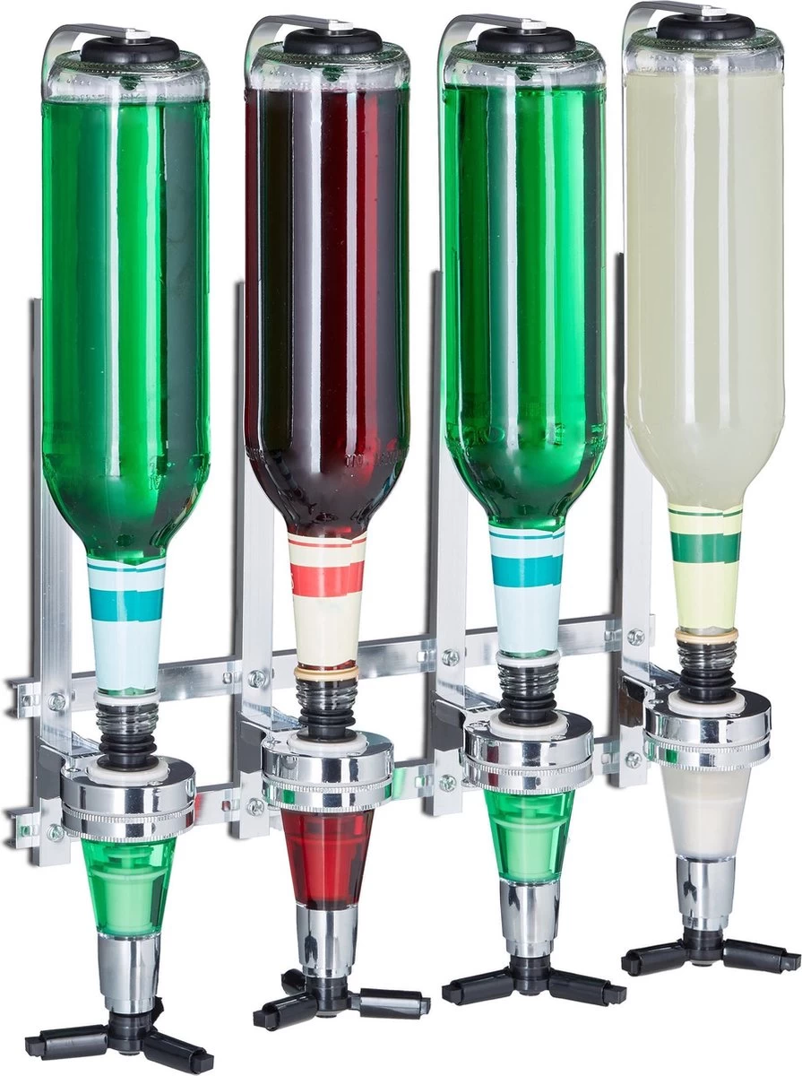 Relaxdays - Bar Majordome 4 Bouteilles - Distributeur De Boissons - Porte-bouteille Shot 3 Cl 3 Relaxdays - Bar Majordome 4 Bouteilles - Distributeur De Boissons - Porte-bouteille Shot 3 Cl