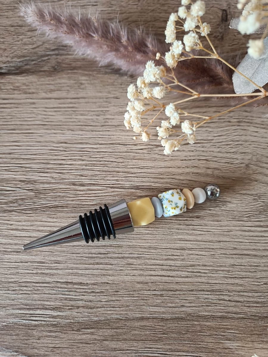 Bouchon De Vin Fleurs Perles - Bouchon De Vin Personnalisé - Cadeau - Acier Inoxydable - 1 Pièce - Perles De Silicone 3 Bouchon De Vin Fleurs Perles - Bouchon De Vin Personnalisé - Cadeau - Acier Inoxydable - 1 Pièce - Perles De Silicone