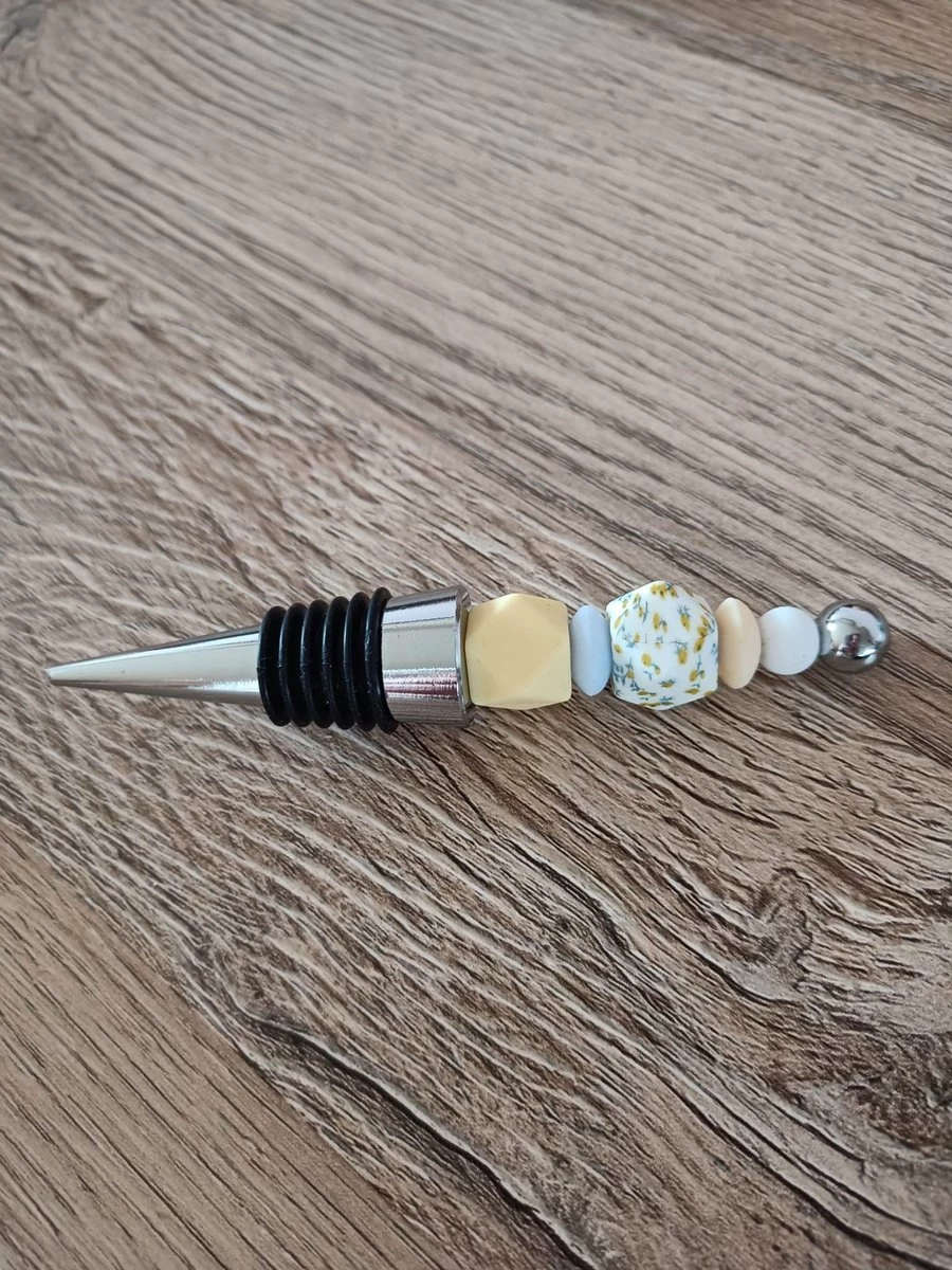 Bouchon De Vin Fleurs Perles - Bouchon De Vin Personnalisé - Cadeau - Acier Inoxydable - 1 Pièce - Perles De Silicone 5 Bouchon De Vin Fleurs Perles - Bouchon De Vin Personnalisé - Cadeau - Acier Inoxydable - 1 Pièce - Perles De Silicone – Image 3