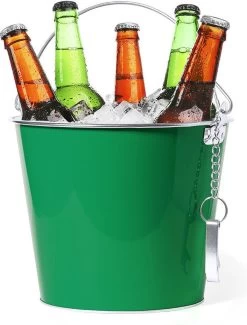 Seau à Glace/seau à Bière Métal Vert - 6L - Seau à Boissons - Refroidisseur à Boissons - Refroidisseur à Vin