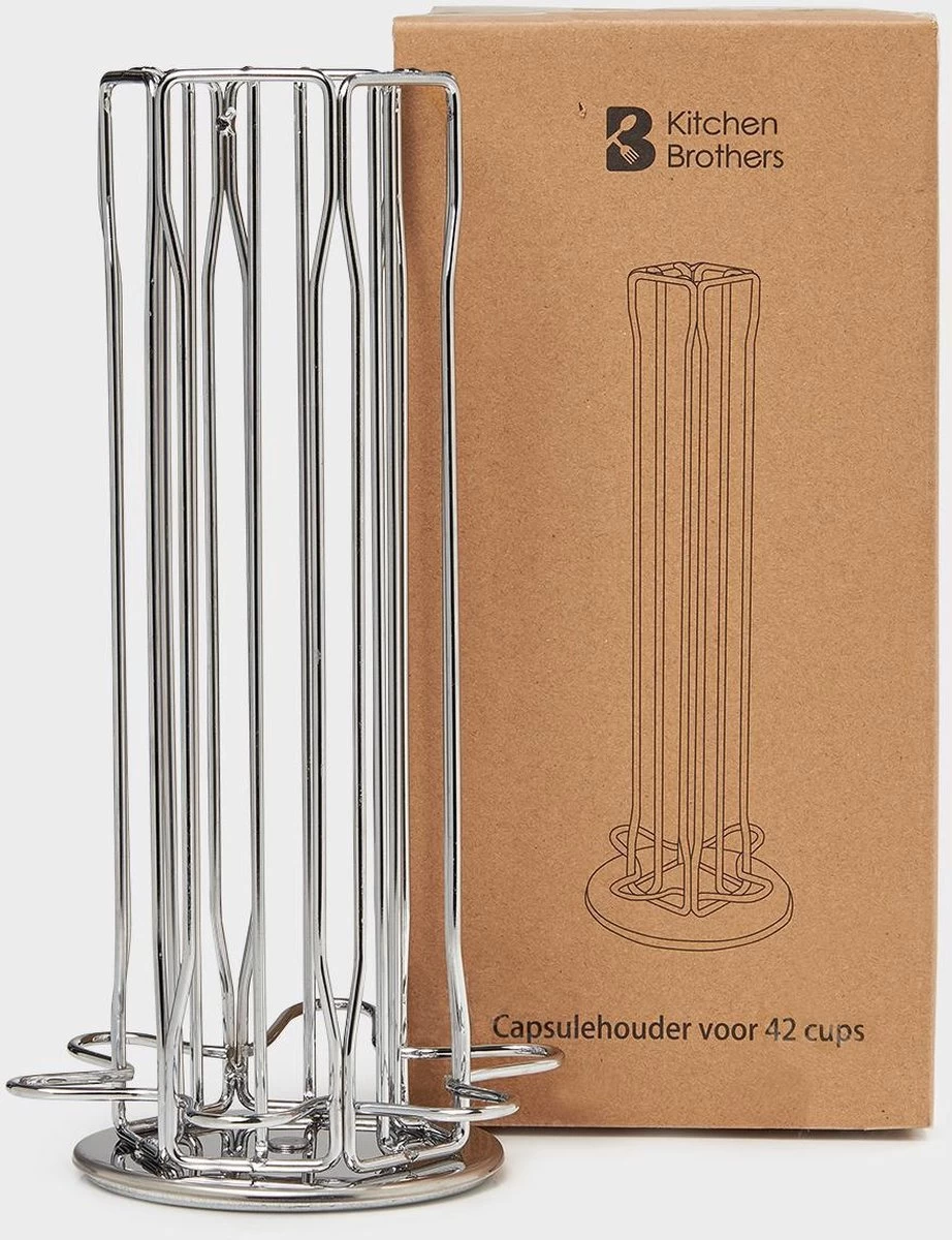 KitchenBrothers Porte-capsule Rotatif - Distributeur De Gobelets Et Support - 42 Capsules - Acier Inoxydable - Argent 11 KitchenBrothers Porte-capsule Rotatif - Distributeur De Gobelets Et Support - 42 Capsules - Acier Inoxydable - Argent – Image 9