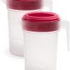 2x Pichet à Eau/pichet à Jus Transparent/rose Avec Couvercle 2 Litres En Plastique - Pichet étroit Qui Tient Dans La Porte Du Réfrigérateur
