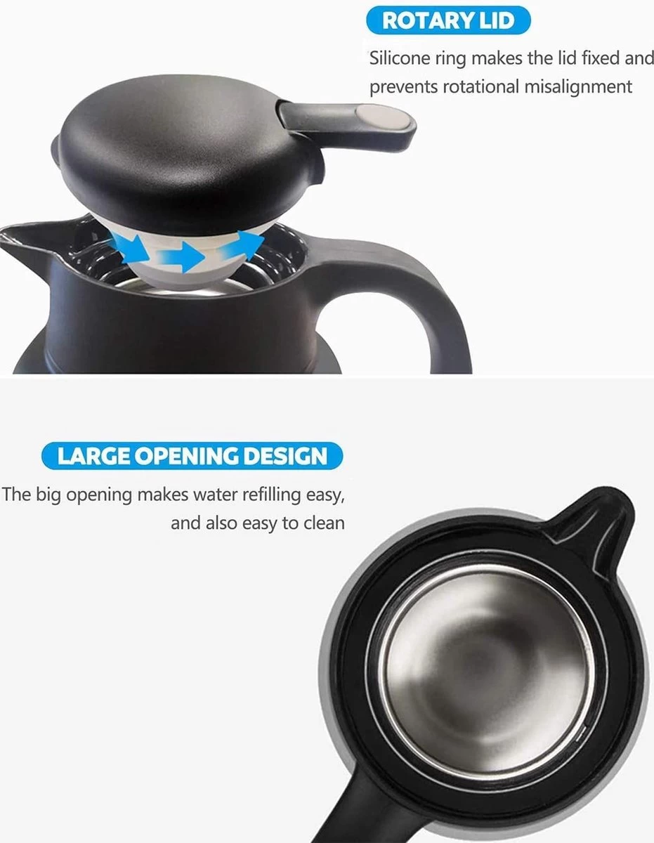 Fiole à Vide Noire 2L En Acier Inoxydable 304 à Double Paroi Isolée Sous Vide Cafetière Thermos à Café, Pillage De Café, Pot D'isolation De Jus/lait/thé 9 Fiole à Vide Noire 2L En Acier Inoxydable 304 à Double Paroi Isolée Sous Vide Cafetière Thermos à Café, Pillage De Café, Pot D'isolation De Jus/lait/thé – Image 7
