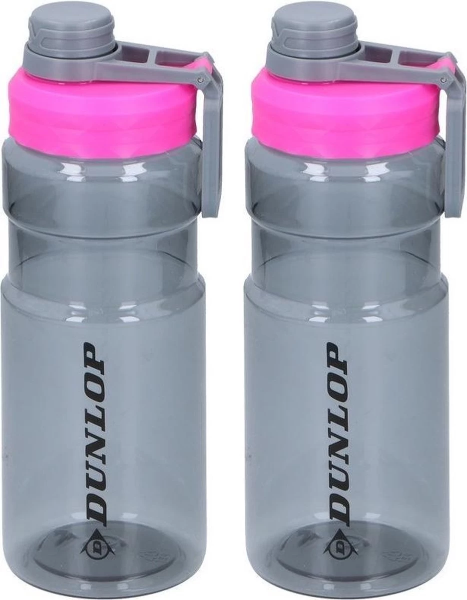 Dunlop Set De 2x Bouteille Transparente De L' Eau Rose / Bouteille De Boisson - 1100 Ml - Bouteille De Sport / Bouteille Sport - Gourdes/ Bouteilles D'eau Pour Les Déplacements