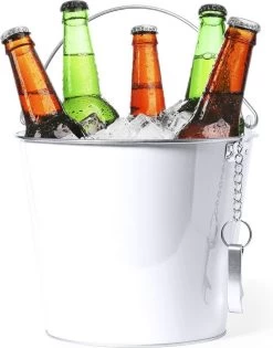 Seau à Glace/seau à Bière Métal Blanc - 6L - Seau à Boissons - Refroidisseur à Boissons - Refroidisseur à Vin