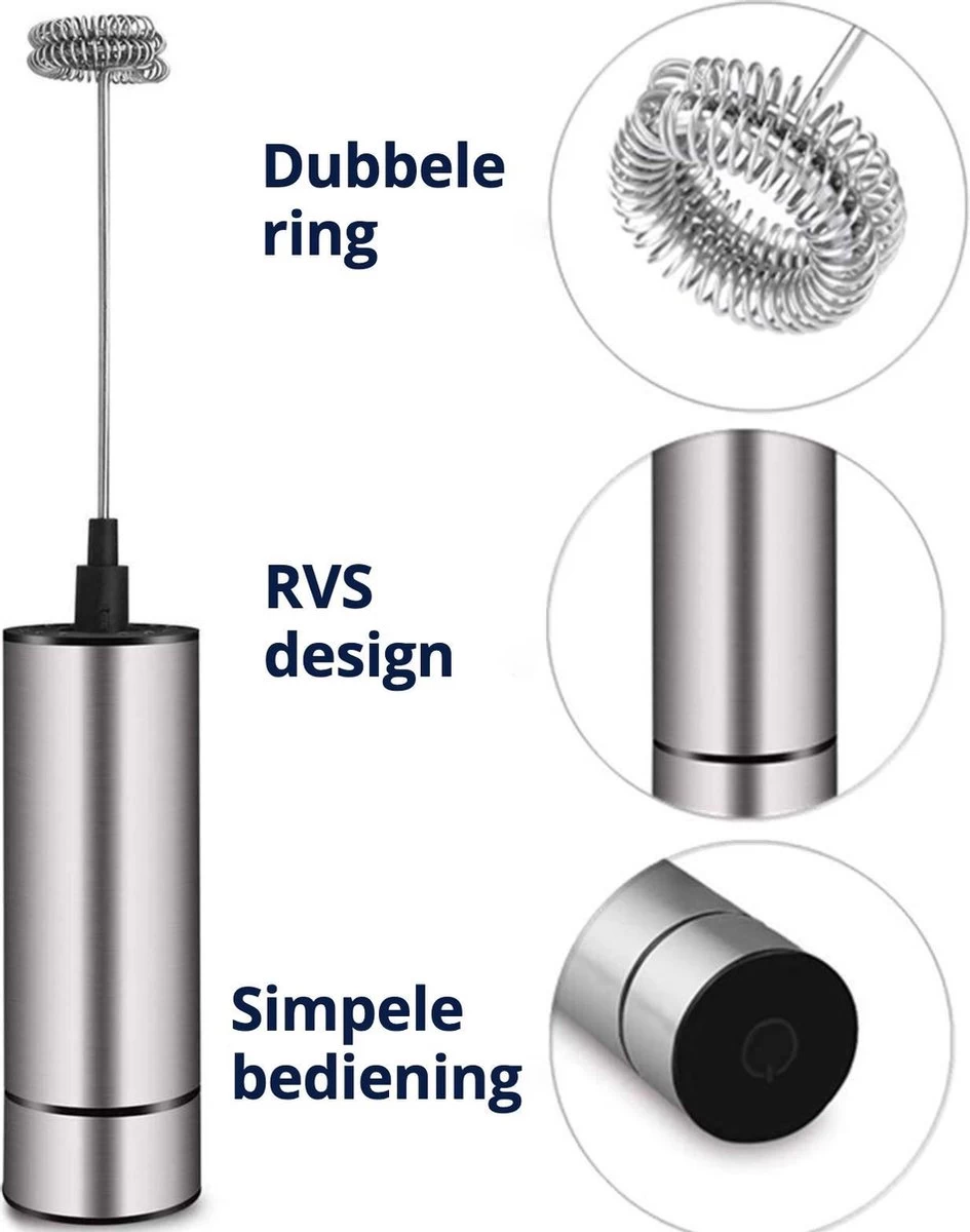 Perow à Lait électrique Perow - Mousseur à Lait - Avec Piles - Argent - Acier Inoxydable 5 Perow à Lait électrique Perow - Mousseur à Lait - Avec Piles - Argent - Acier Inoxydable – Image 3
