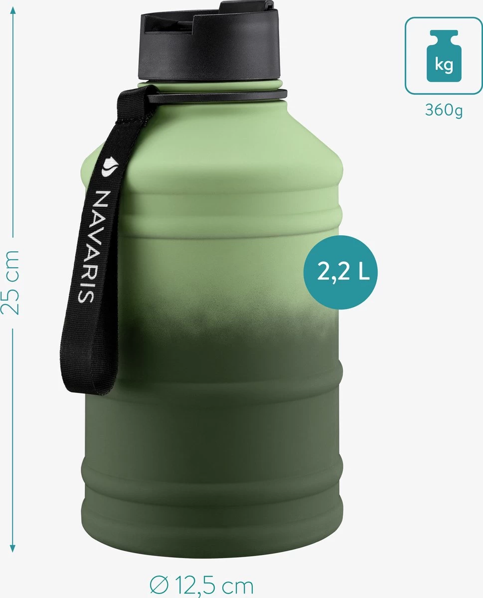 Bouteille D'eau En Acier Inoxydable à Simple Paroi Navaris - Gourde - 2L - Bouteille En Acier Inoxydable Extra Large Avec Bouchon à Boire - Idéal Pendant Le Sport - Sans BPA 6 Bouteille D'eau En Acier Inoxydable à Simple Paroi Navaris - Gourde - 2L - Bouteille En Acier Inoxydable Extra Large Avec Bouchon à Boire - Idéal Pendant Le Sport - Sans BPA – Image 4