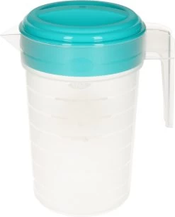 Carafe à Eau/pot à Jus Transparent/bleu Avec Couvercle 2 Litres En Plastique¿½- Pichet étroit Qui Tient Dans La Porte Du Réfrigérateur