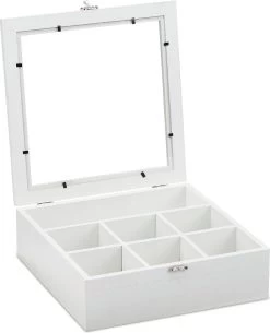 Boîte à Thé Relaxdays Bois - Boîte à Thé 7 Compartiments - Magasin De Thé - Boîte à Thé - Boîte à Thé - Boîte Blanche -Dégustation Délicate 973x1200