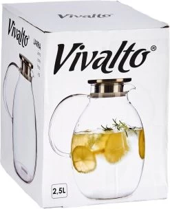 2x Carafe à Jus/pichet En Verre Avec Couvercle Luxe De 2,5 Litres - Dimensions : 20 X 15,5 X 22 Cm - Matériau Verre Borosilicaté -Dégustation Délicate 975x1200 3