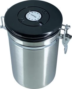 Expresso écarlate | Boîte à Café "Ermetica" En Acier Inoxydable Hermétique - Récipient à Café Pour Grains De Café Et Plus Argent 500 Gramme