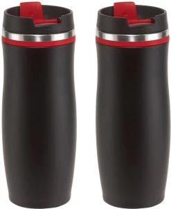 Set De 3x Pièces En Acier Inoxydable Tasse à Garder Au Chaud / Tasse à Tenir Au Chaud Noir / Rouge 400 Ml - Tasse Isolante / Tasses Thermos - Double Paroi