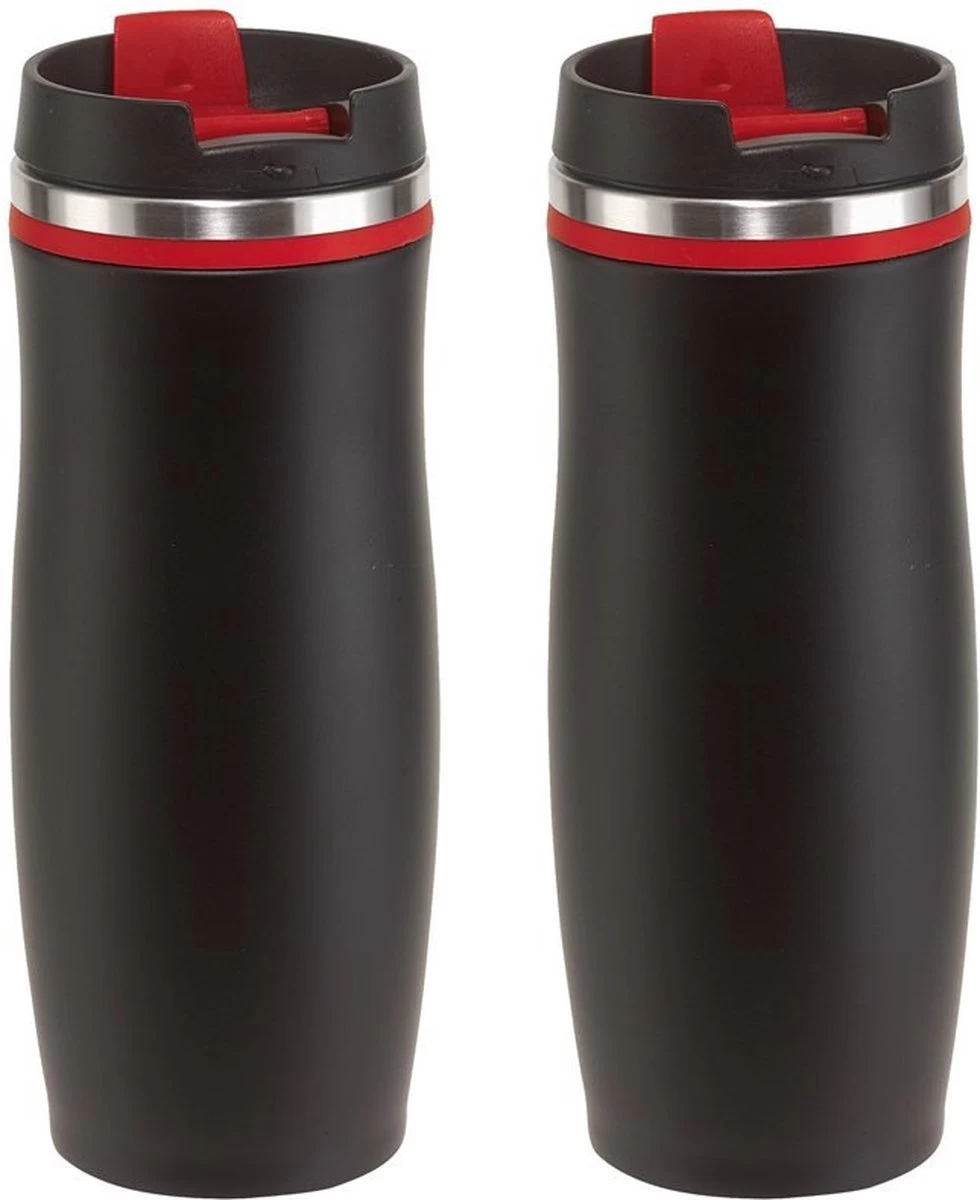 Set De 3x Pièces En Acier Inoxydable Tasse à Garder Au Chaud / Tasse à Tenir Au Chaud Noir / Rouge 400 Ml - Tasse Isolante / Tasses Thermos - Double Paroi 3 Set De 3x Pièces En Acier Inoxydable Tasse à Garder Au Chaud / Tasse à Tenir Au Chaud Noir / Rouge 400 Ml - Tasse Isolante / Tasses Thermos - Double Paroi